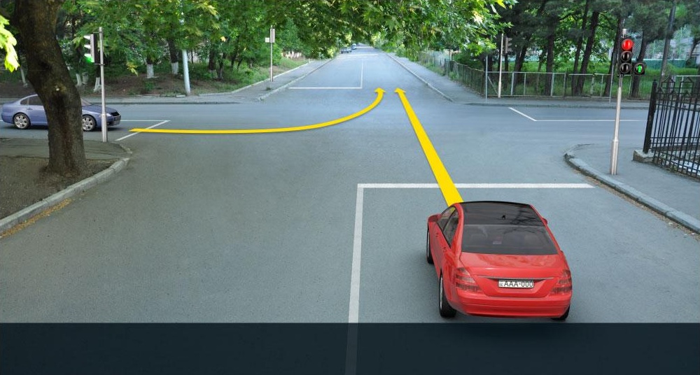 Which of the car drivers has priority when driving to the arrow direction?