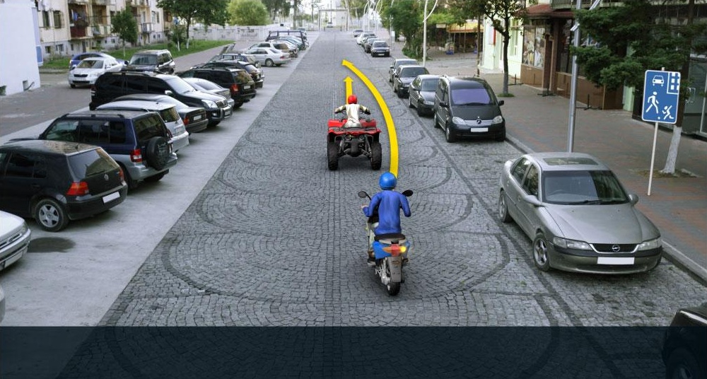 Is the moped driver prohibited to drive at a speed of 40 km/h according to the arrows?