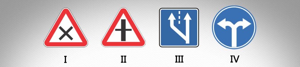 მოცემული საგზაო ნიშნებიდან რომელი აღნიშნავს ისეთ გზასთან გადაკვეთას, რომელზე მოძრავ მძღოლსაც აქვს გზის დათმობის ვალდებულება?