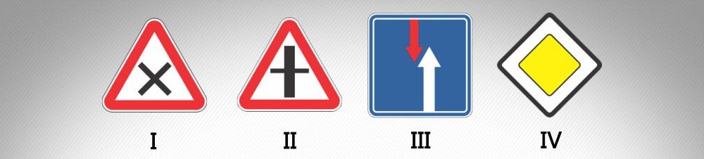 მოცემული საგზაო ნიშნებიდან რომლის მოქმედების ზონაში ენიჭება მძღოლს არარეგულირებული გზაჯვარედინის გავლის უპირატესობა?