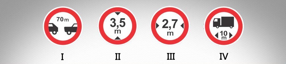 მოცემული საგზაო ნიშნებიდან რომელი კრძალავს იმ სატრანსპორტო საშუალებით მოძრაობას, რომლის გაბარიტული სიმაღლე (ტვირთიანად ან უტვირთოდ) აღემატება ნიშანზე აღნიშნულს?