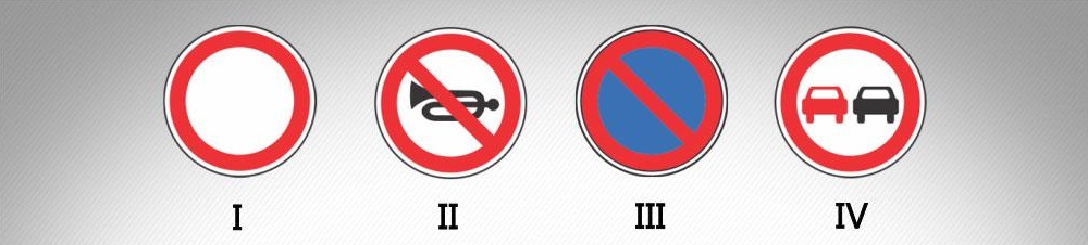 მოცემული საგზაო ნიშნებიდან რომლის მოქმედება არ ვრცელდება სატრანსპორტო საშუალებაზე, რომელსაც მართავს მნიშვნელოვნად გამოხატული, ან მკვეთრად გამოხატული შეზღუდული შესაძლებლობების სტატუსის მქონე პირი, ან ტრანსპორტზე, რომელსაც გადაჰყავს აღნიშნული პირები?